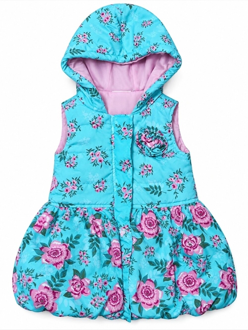 Floral Hooded Puffer Jacket Girls Size 4T